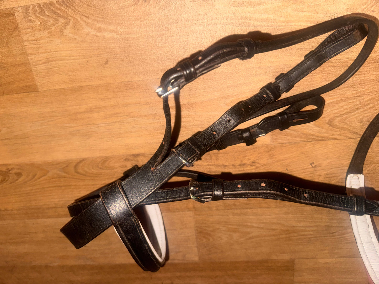 Black Leather Flash Bridle | White Padding | Pony Size #210