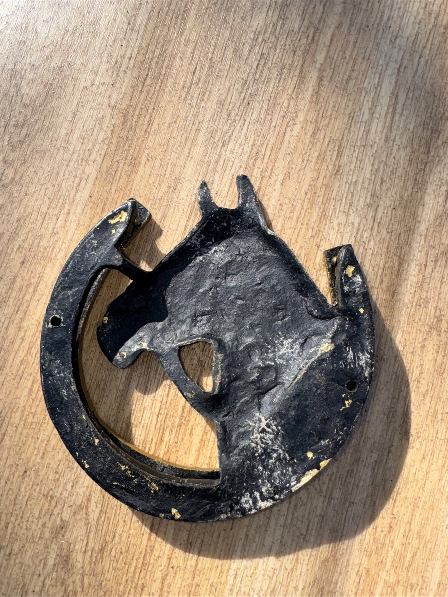 Brass Look Metal Old Horse Door Knocker | Vintage Kitsch Cottage Country Look