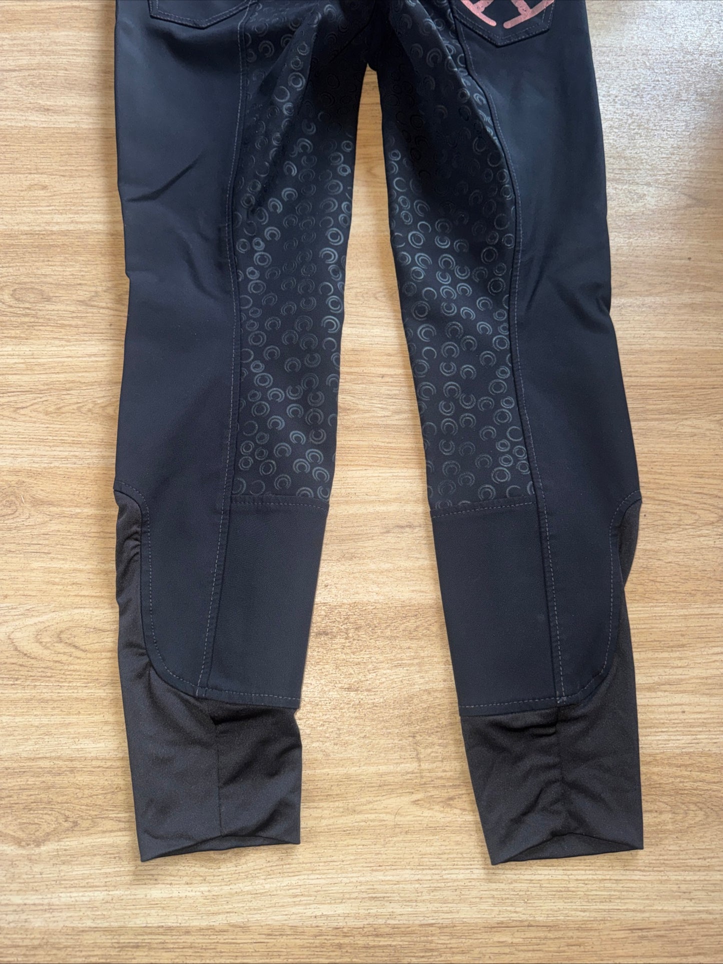 Hy Equestrian Black Full Silicone Seat Breeches | Ladies 30” | Stretchy Silicone