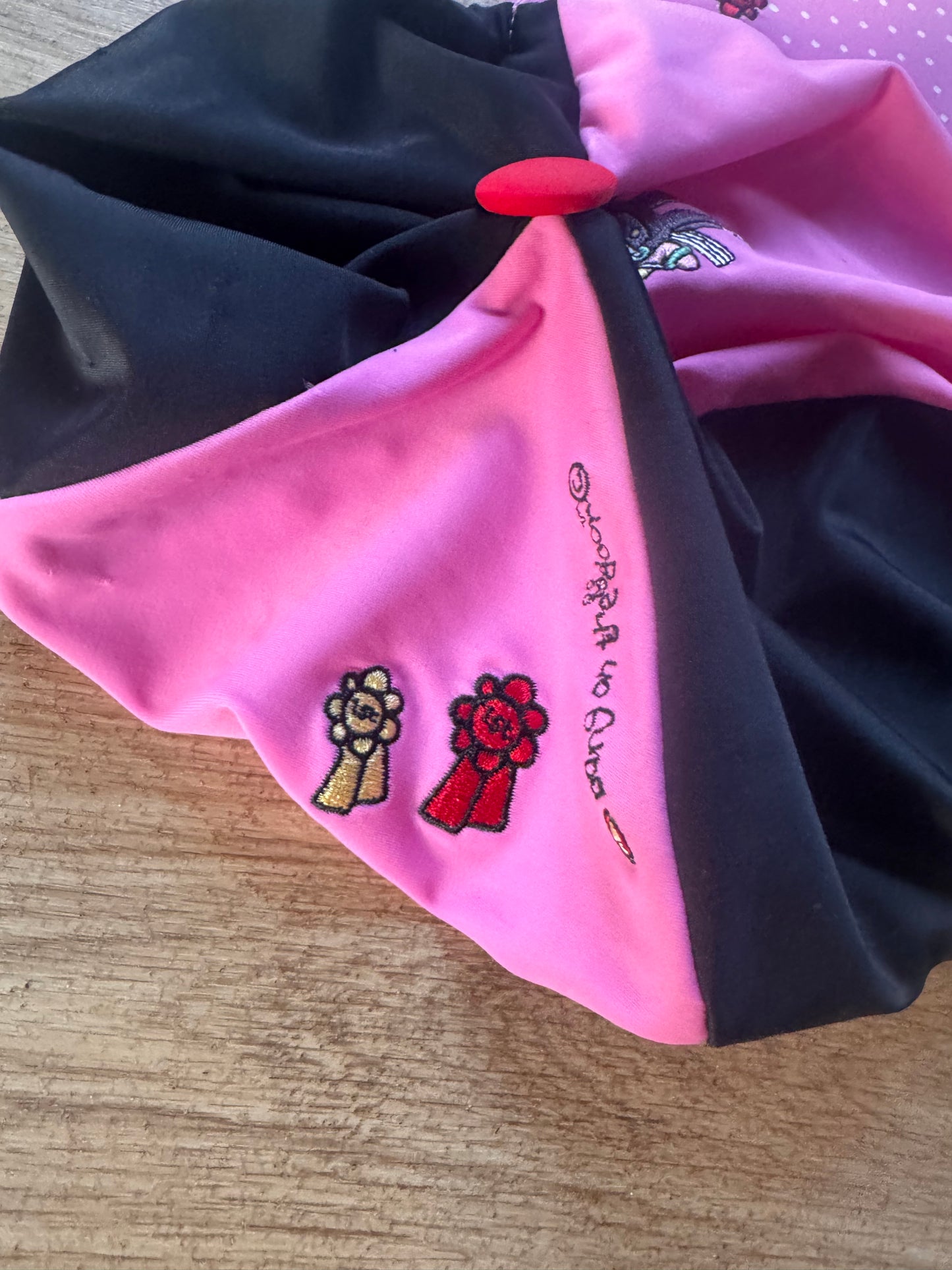 Girls Pink & Black Horse Riding Hat Silk Cover Child Pony Helmet