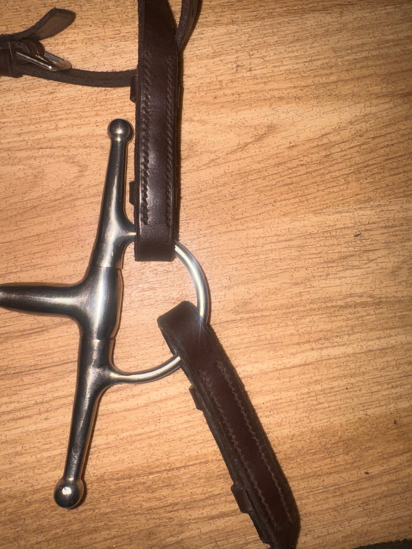 English Leather Brown Flash Bridle & Reins 5” Snaffle Size Full #98