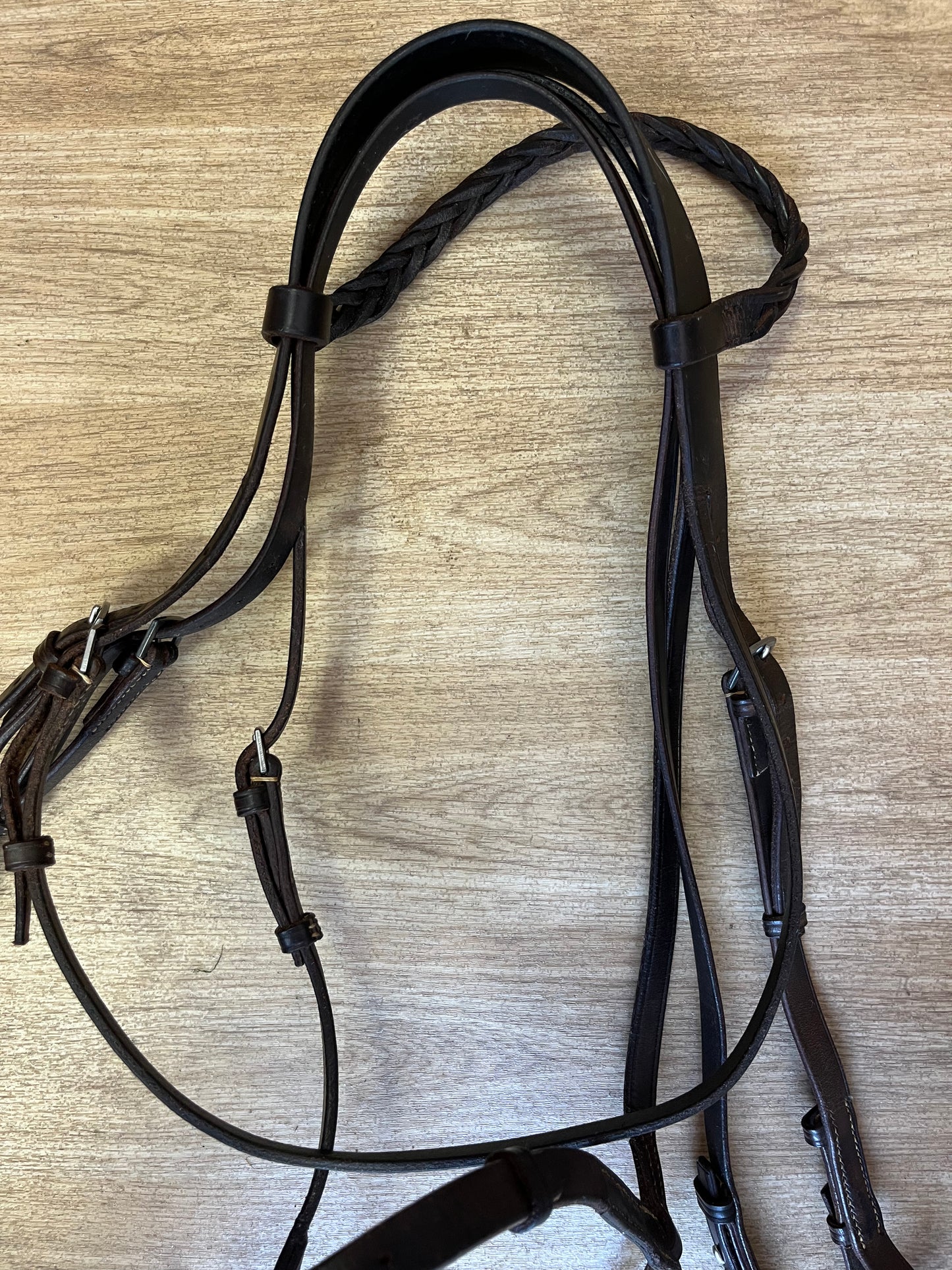 Plaited Browband English Leather Bridle – Snaffle or Double Bit, Cob / Full Size
#3