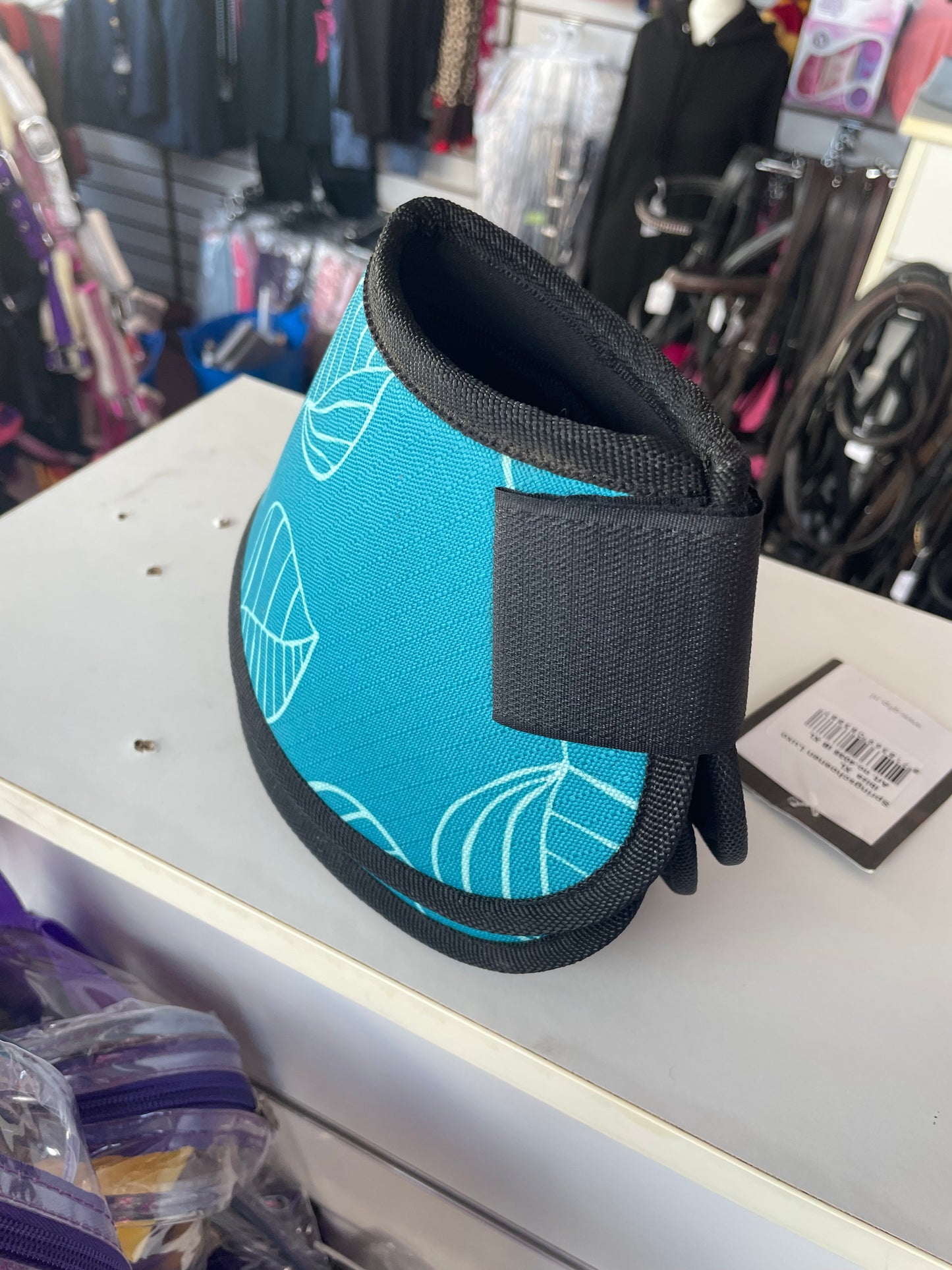 QHP Teal Leaf Print Over Reach Boots - XL