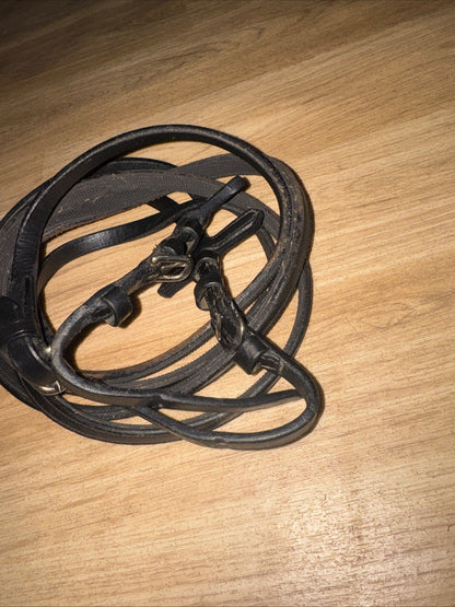 Black Half Rubber Lined Reins 58” Full Size #347 | Second Hand Tack Horse