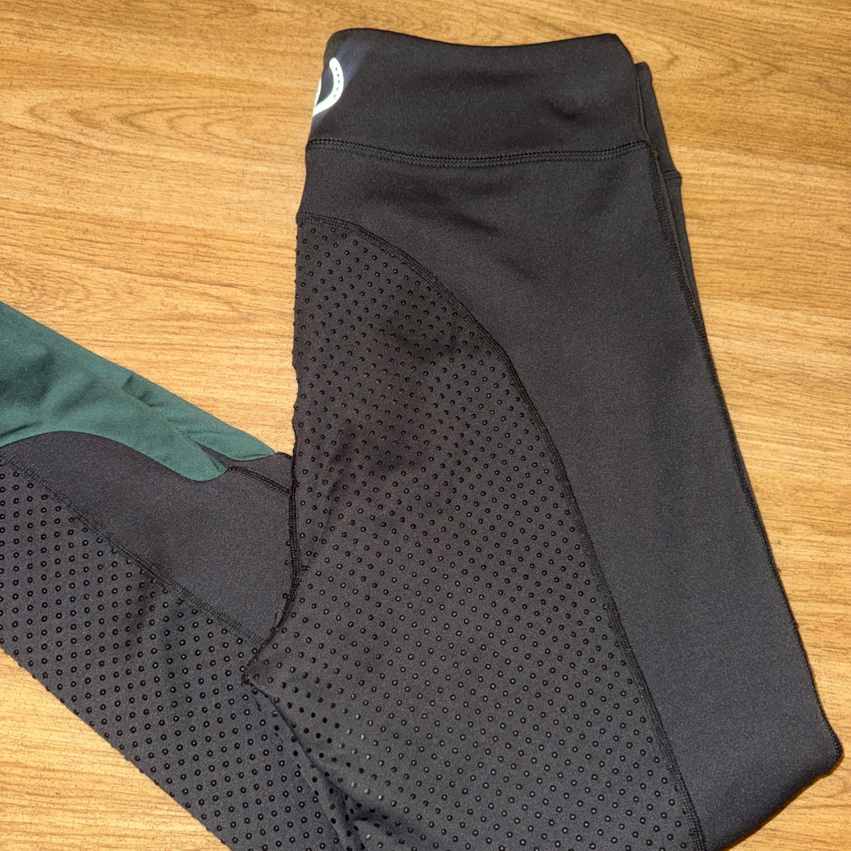Bridleway Grey Green Fleece Lined Riding Tights Ladies Large Winter Warm