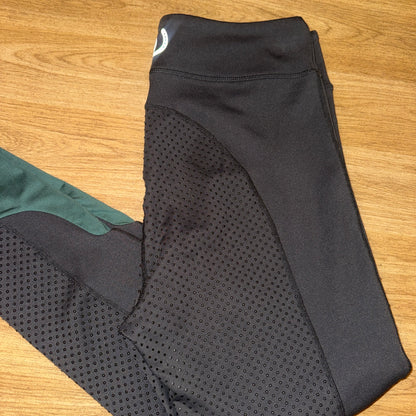 Bridleway Grey Green Fleece Lined Riding Tights Ladies Large Winter Warm