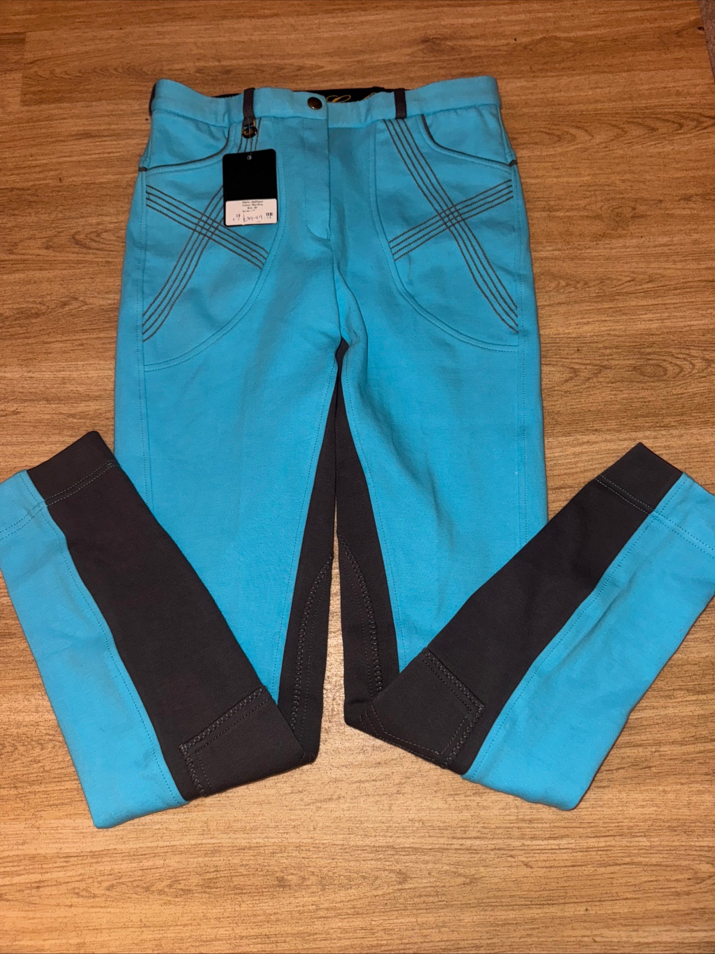 Gallop Helix Turquoise Grey Ladies 30” Jodphurs - RRP £39.99