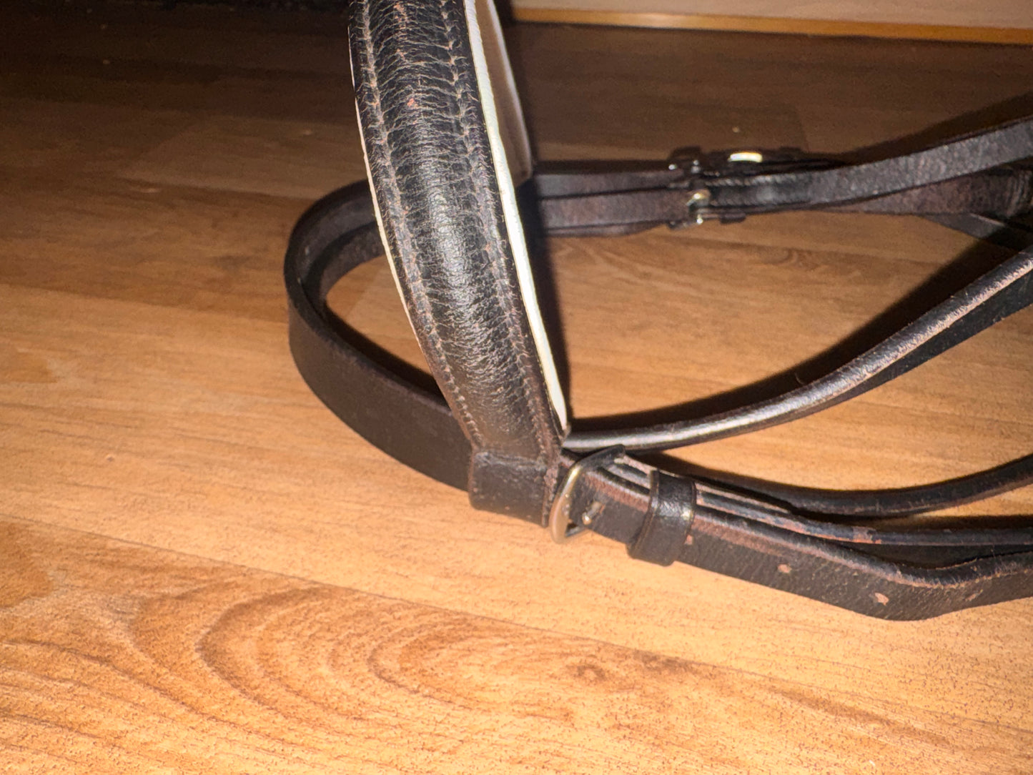 Black Leather Flash Bridle | White Padding | Pony Size #210