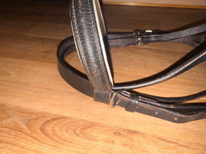 Black Leather Flash Bridle | White Padding | Pony Size #210