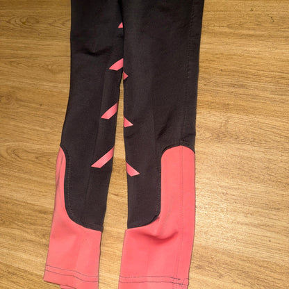 Firefoot Girls 22” 6/7yrs Pink Grey Horse Riding Tights | Second Hand Tack Rider