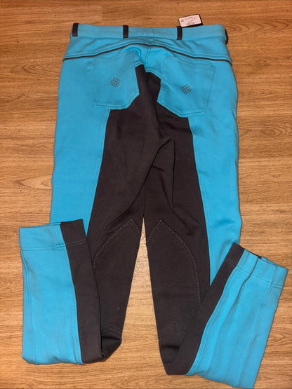 Gallop Helix Turquoise Grey Ladies 30” Jodphurs - RRP £39.99