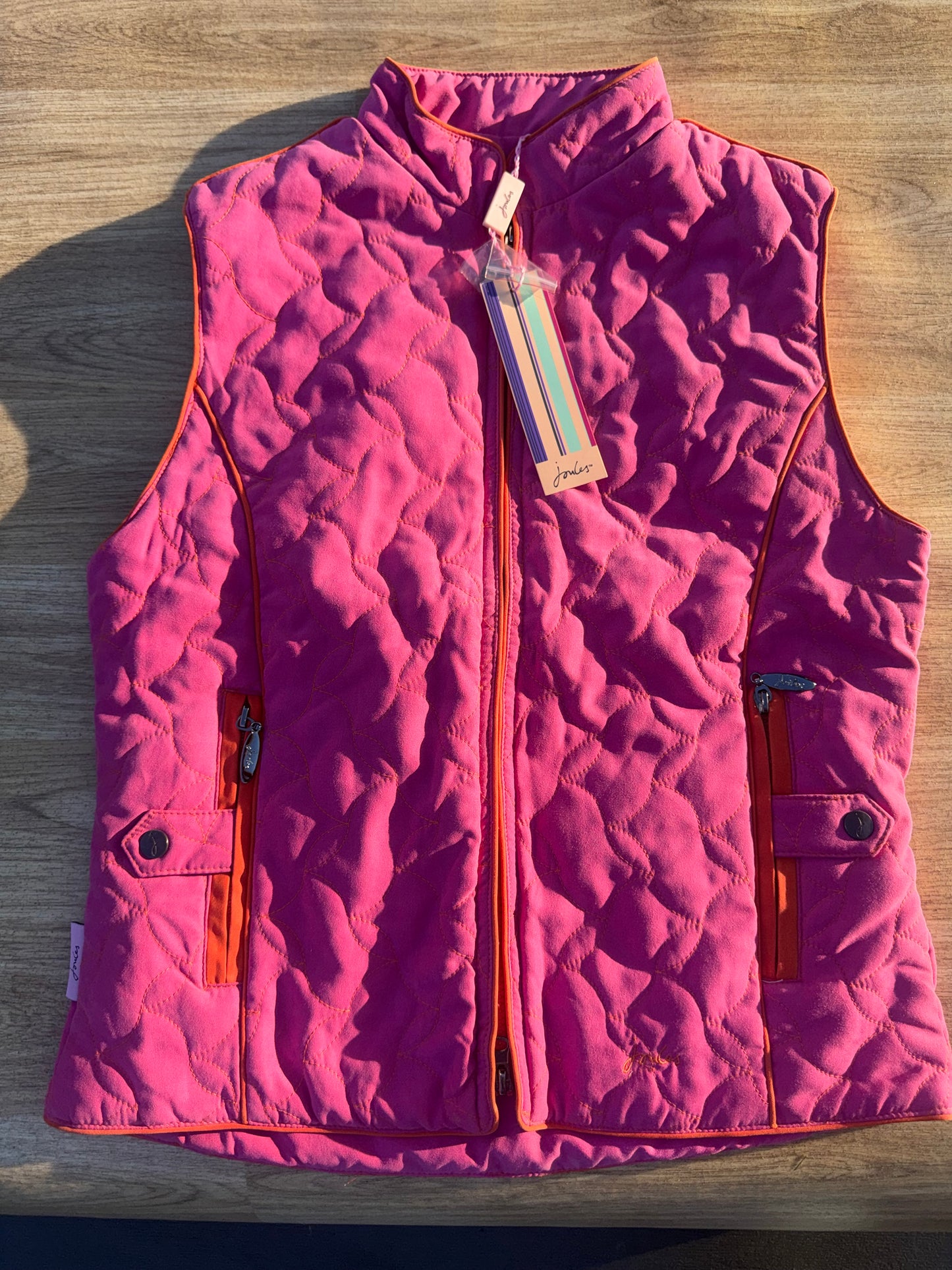 Joules Pink Brand New Ladies Size 10 Gilet Waist Jacket Quilted