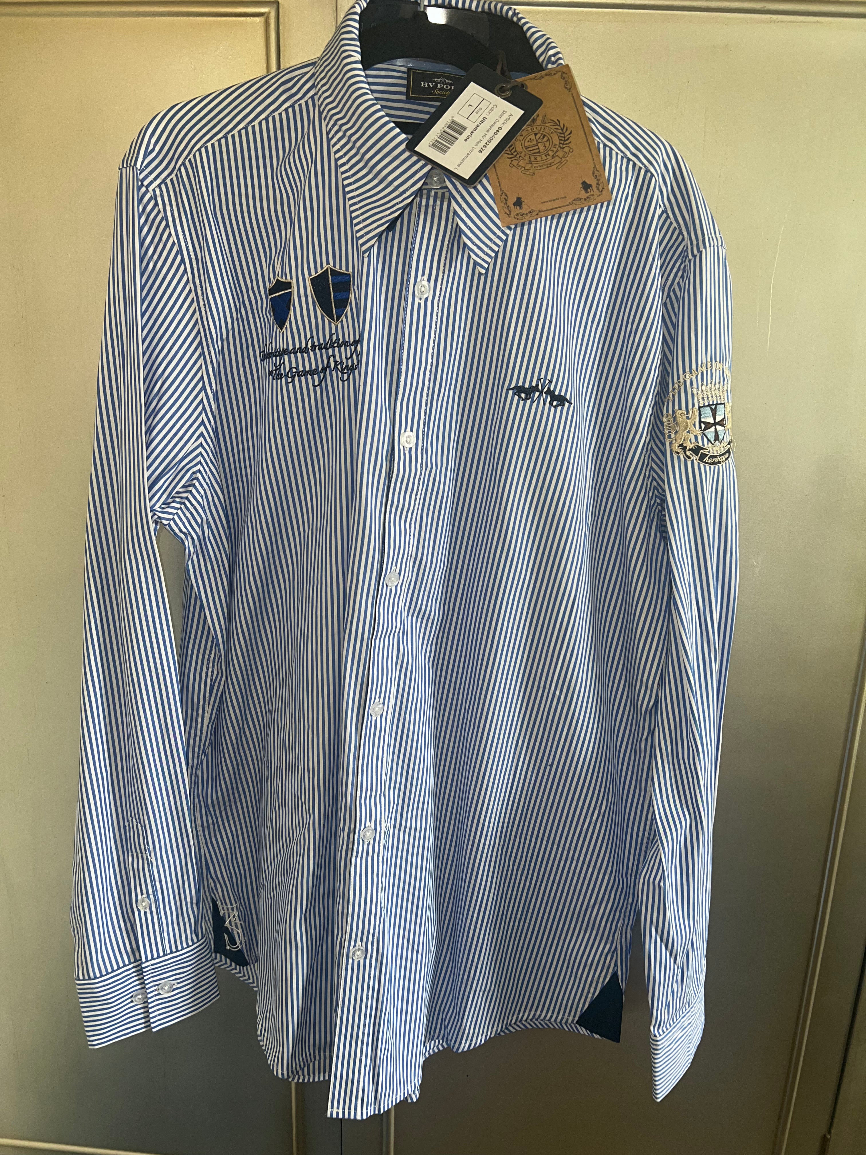 Hv Polo Ultramarine Pinstripe Men’s Large Shirt Rrp £109