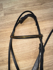 Fine Arab Inhand Bridle - Black Rolled Leather - Free Postage