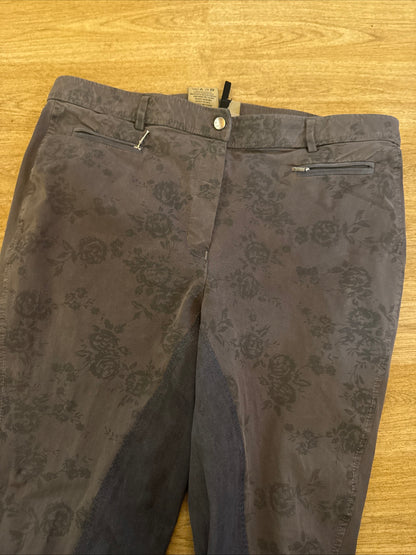 Rugged Floral Grey Full Suede Seat Ladies 34” Breeches #2