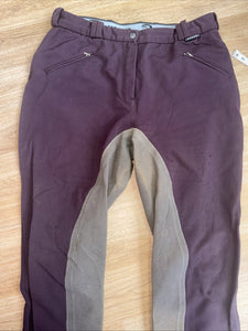 Horze Brown Ladies 30” Suede Seat Breeches - WARM LINED