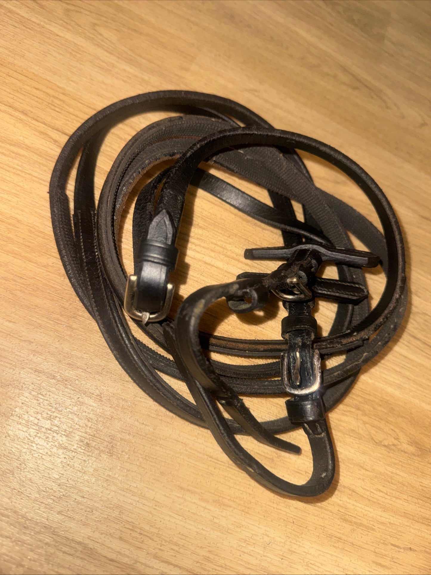 Black Half Rubber Lined Reins 58” Full Size #347 | Second Hand Tack Horse