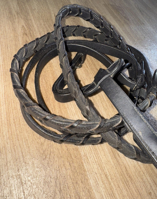 English Leather Full Size Rubber Lined Laced Reins #57 SHOW