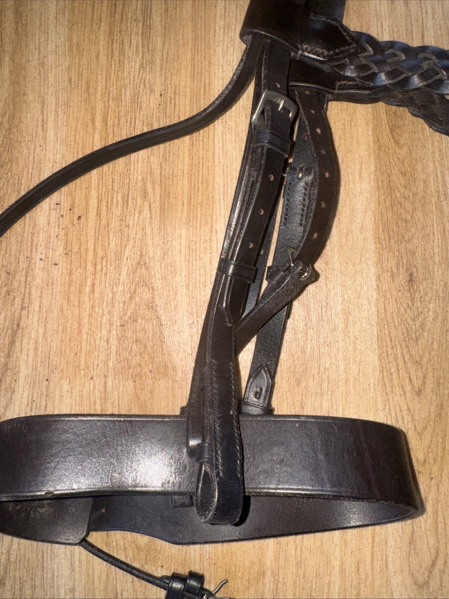 Morris & Nolan Dark Brown Plaited Show Bridle Hunter Pony Size English #222