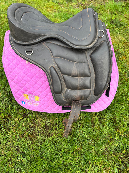 Cosmic Leathers Uk Brown Treeless Saddle | Second Hand Tack Horse  #506
