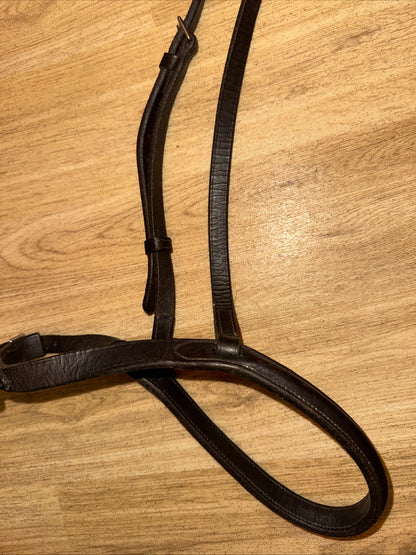 Plain Raised Leather Cob Size Noseband Brown | Second Hand Horse Tack #134