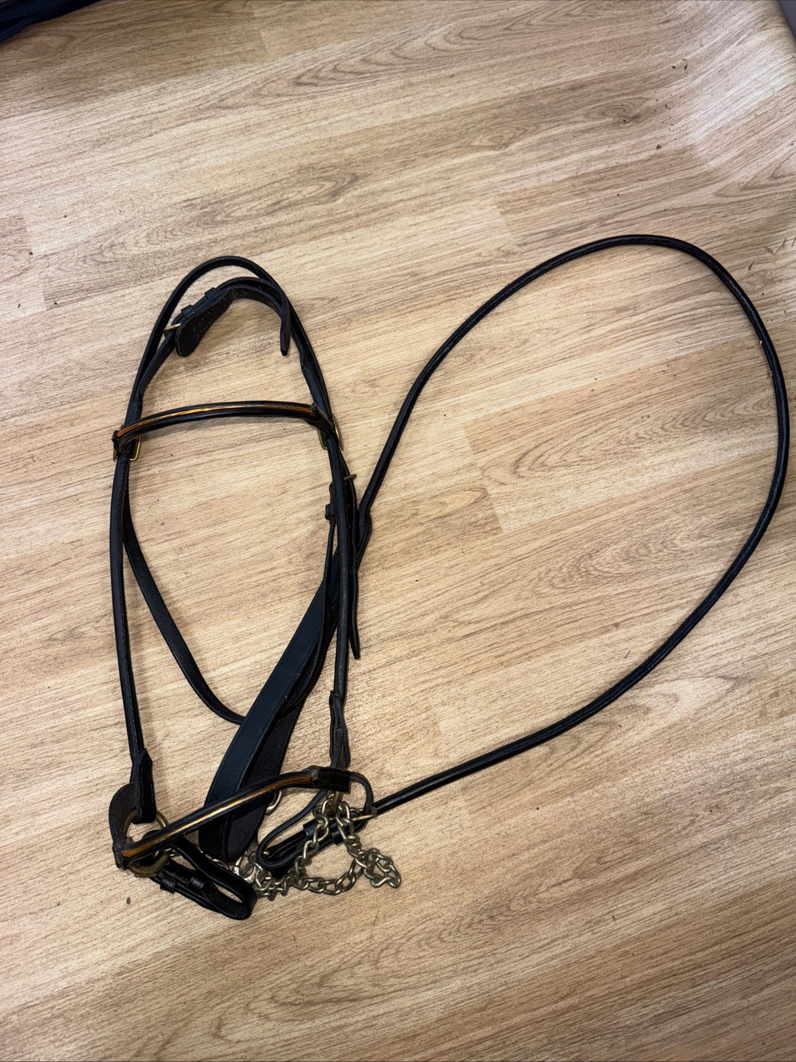 Fine Arab Inhand Bridle - Black Rolled Leather - Free Postage