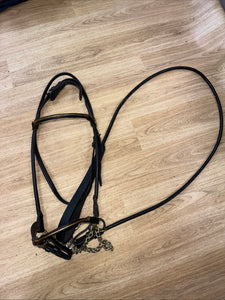 Fine Arab Inhand Bridle - Black Rolled Leather - Free Postage