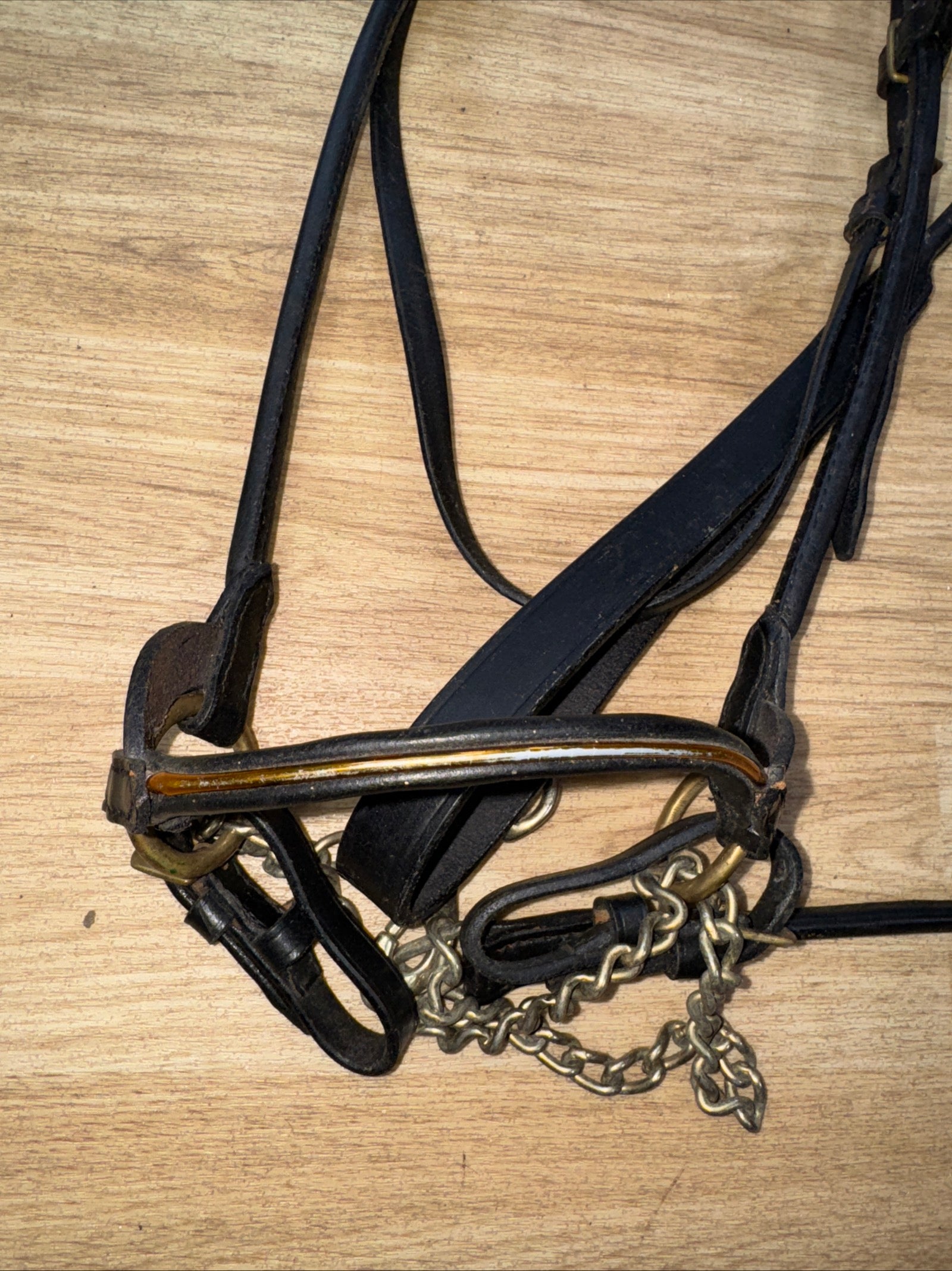 Fine Arab Inhand Bridle - Black Rolled Leather - Free Postage