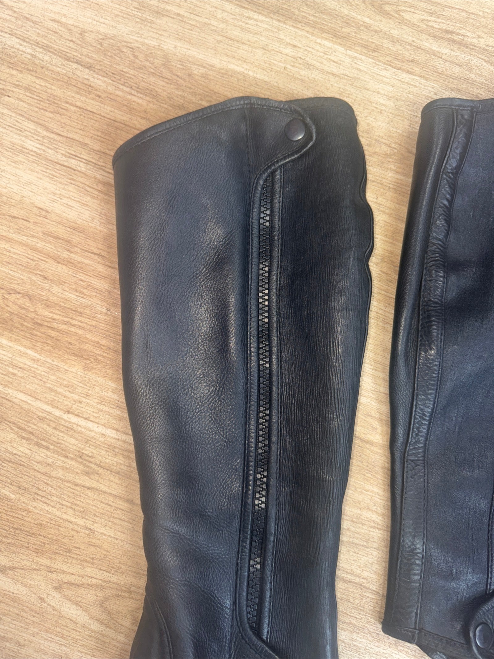 Black Leather Medium Ladies Half Chaps - FREE Post