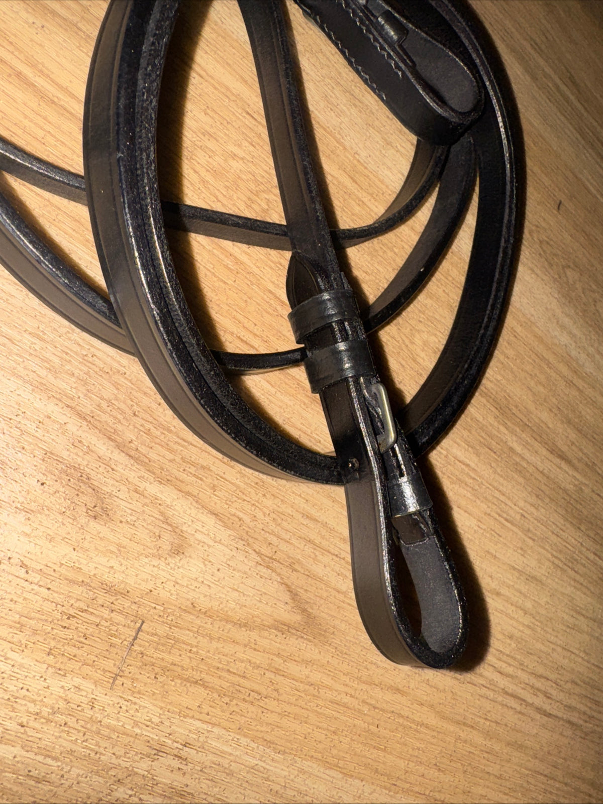 Plain Black Leather Show Reins - Full Size #336