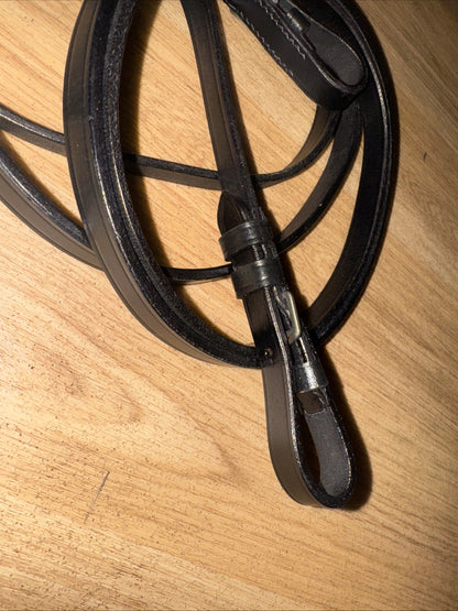 Plain Black Leather Show Reins - Full Size #336