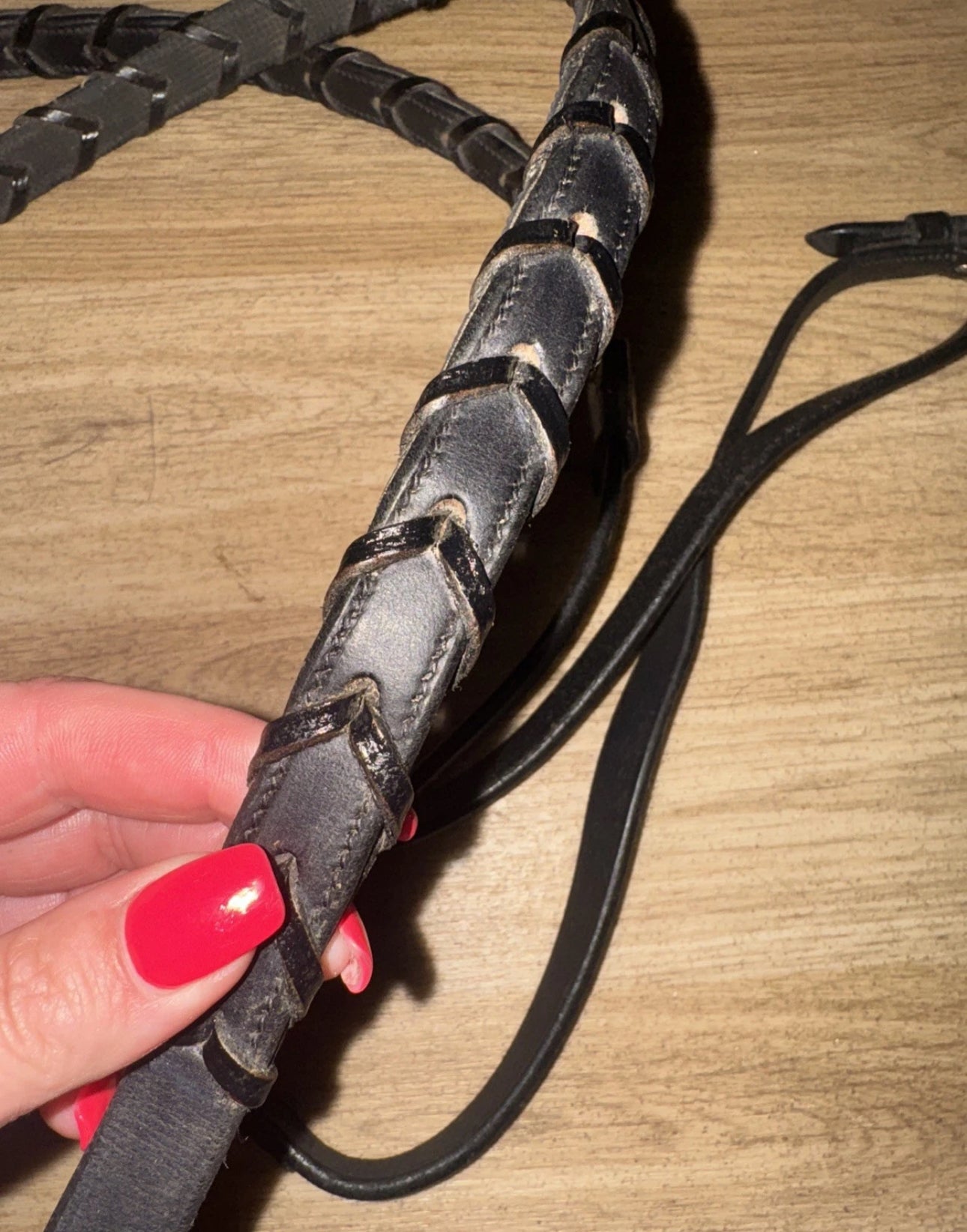 English Leather Full Size Rubber Lined Laced Reins #57 SHOW