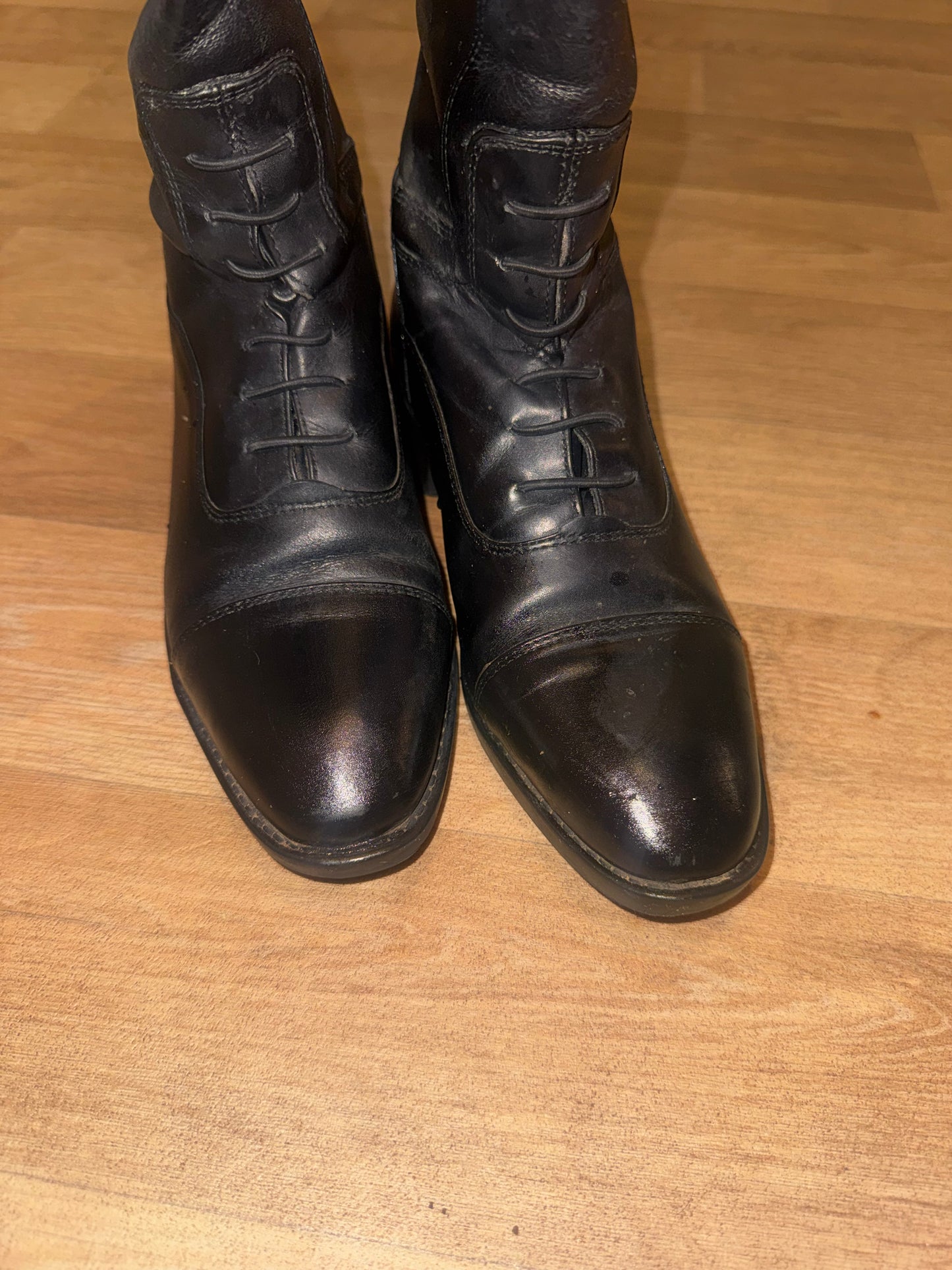 Brogini Leather Upper Long Black Riding Boots | Zip Up Junior Size 3.5