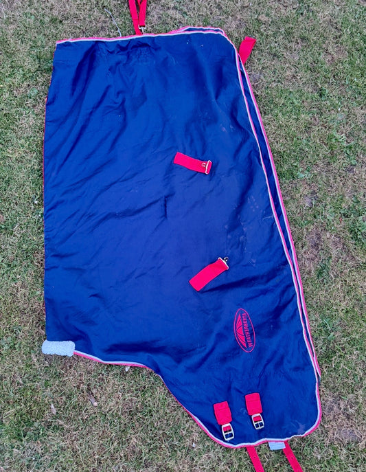 Weatherbeeta Navy Bound Red 5’9 Summer Sheet Cotton Rug Travel Stable