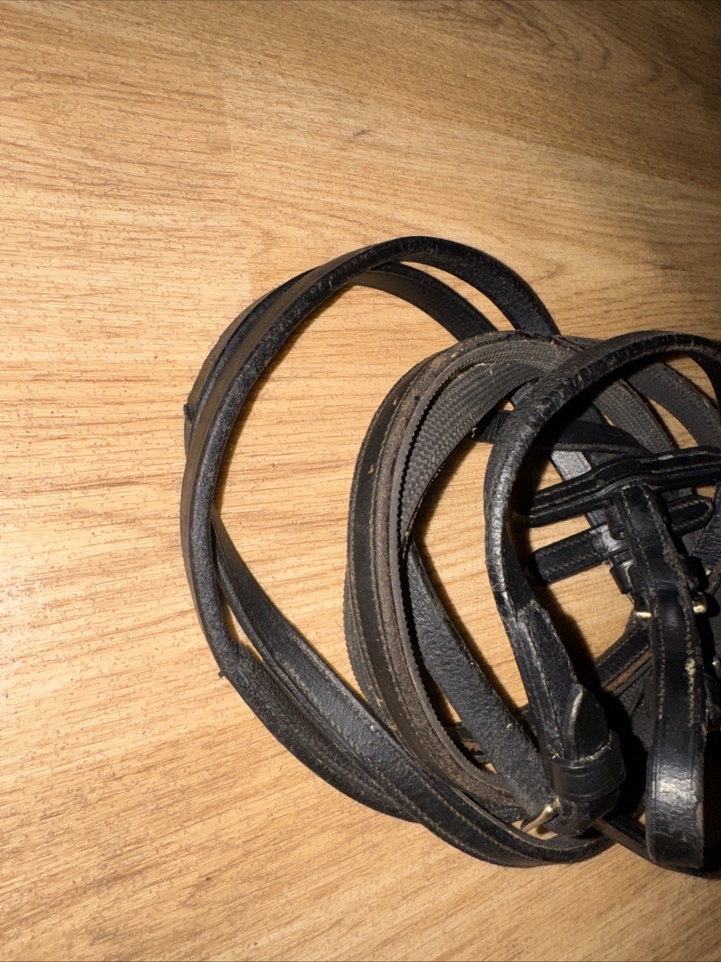 Black Half Rubber Lined Reins 58” Full Size #347 | Second Hand Tack Horse