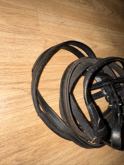Black Half Rubber Lined Reins 58” Full Size #347 | Second Hand Tack Horse