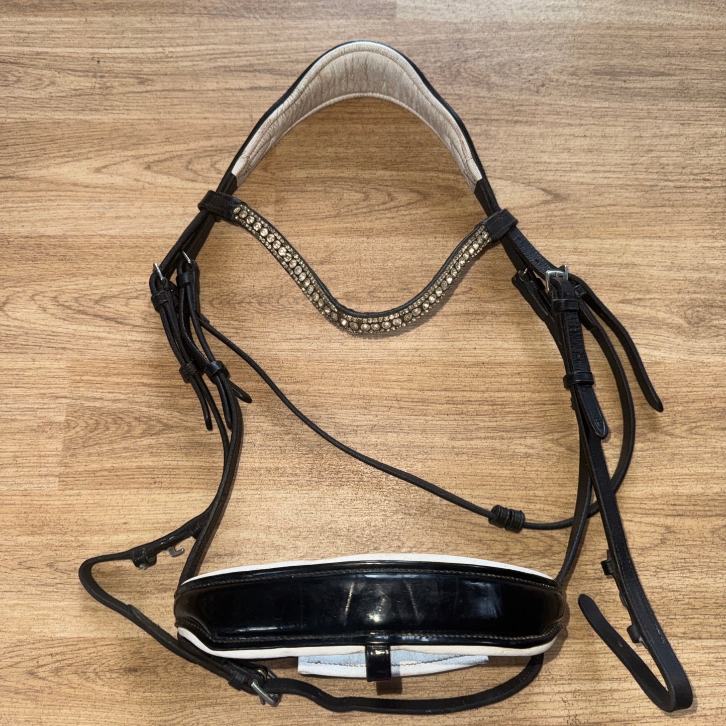 Black Patent Flash Bridle with Diamante Browband – Full #81