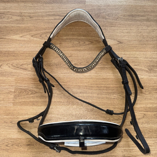 Black Patent Flash Bridle with Diamante Browband – Full #81