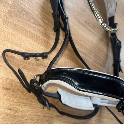 Black Patent Flash Bridle with Diamante Browband – Full #81