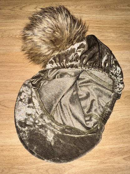 Stockinjar Crushed Velvet Hat Silk Cover Pom Pom | Always 2nd Hand Tack For Sale