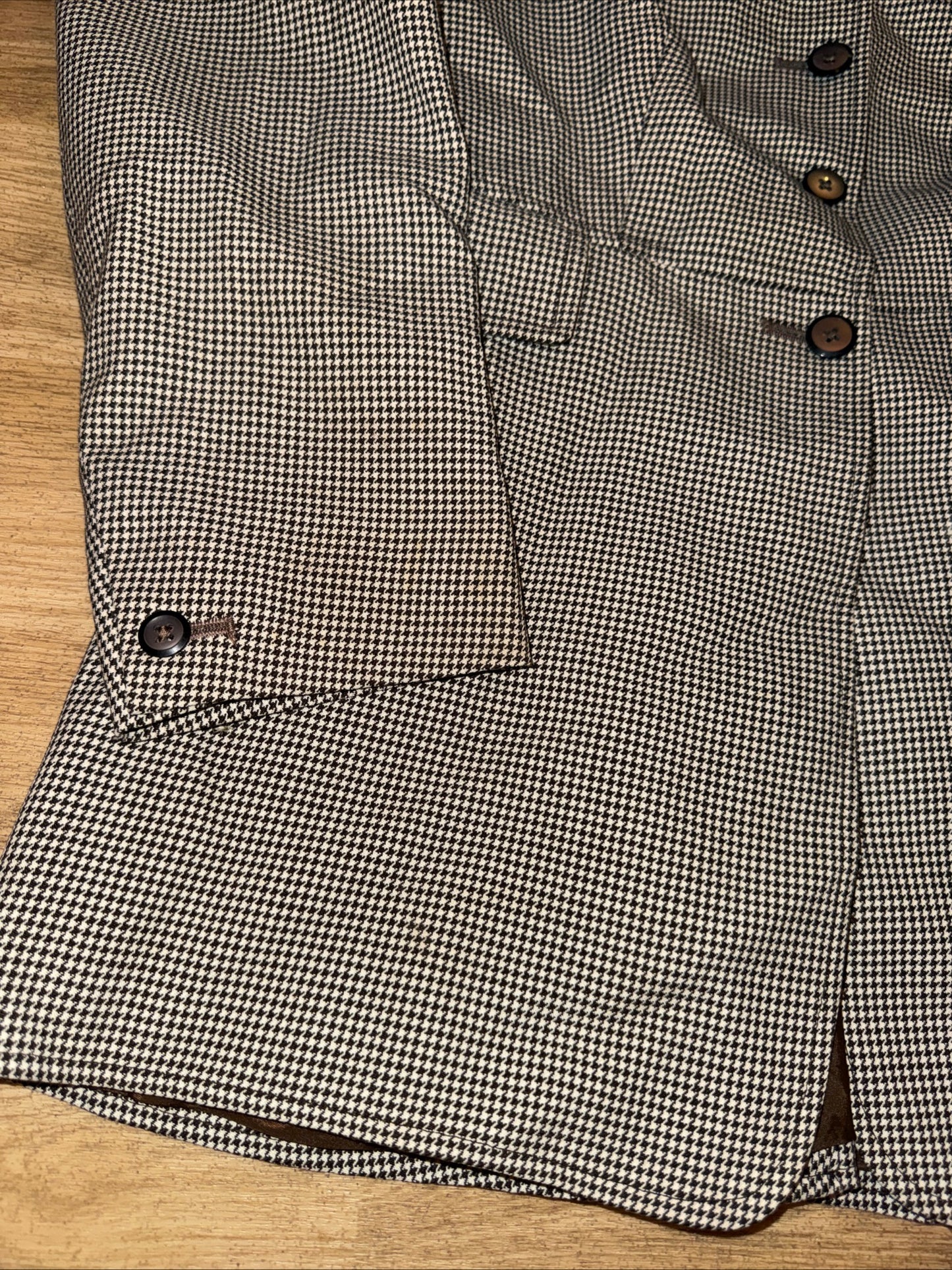 Harry Hall Brown Dog Tooth Check Show Jacket Brown Velvet Collar Ladies 36” #112