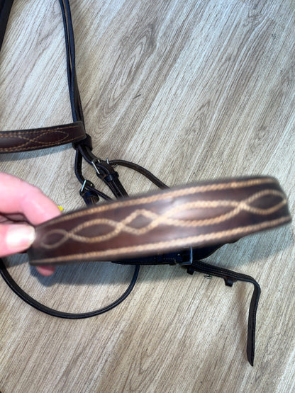 Brown English Leather Flash Bridle with Fancy Stitching – Full Size
 #38