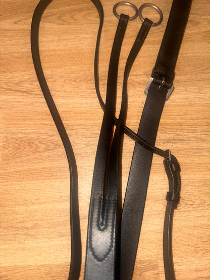 Black Leather Running Martingale – Pony Size #1
