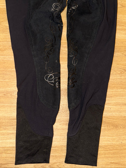 Horze Black Scroll Suede Seat 30” Breeches