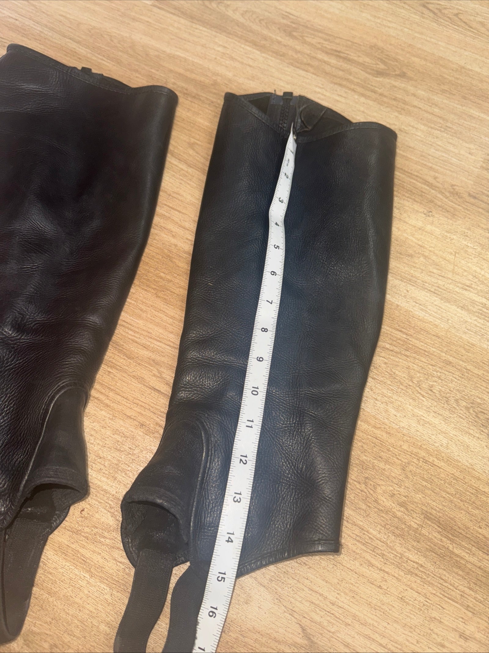 Black Leather Medium Ladies Half Chaps - FREE Post