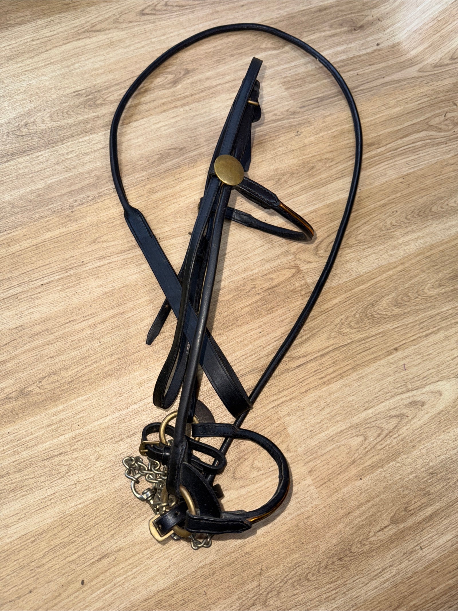 Fine Arab Inhand Bridle - Black Rolled Leather - Free Postage