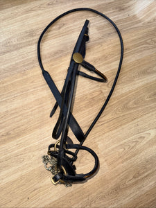 Fine Arab Inhand Bridle - Black Rolled Leather - Free Postage