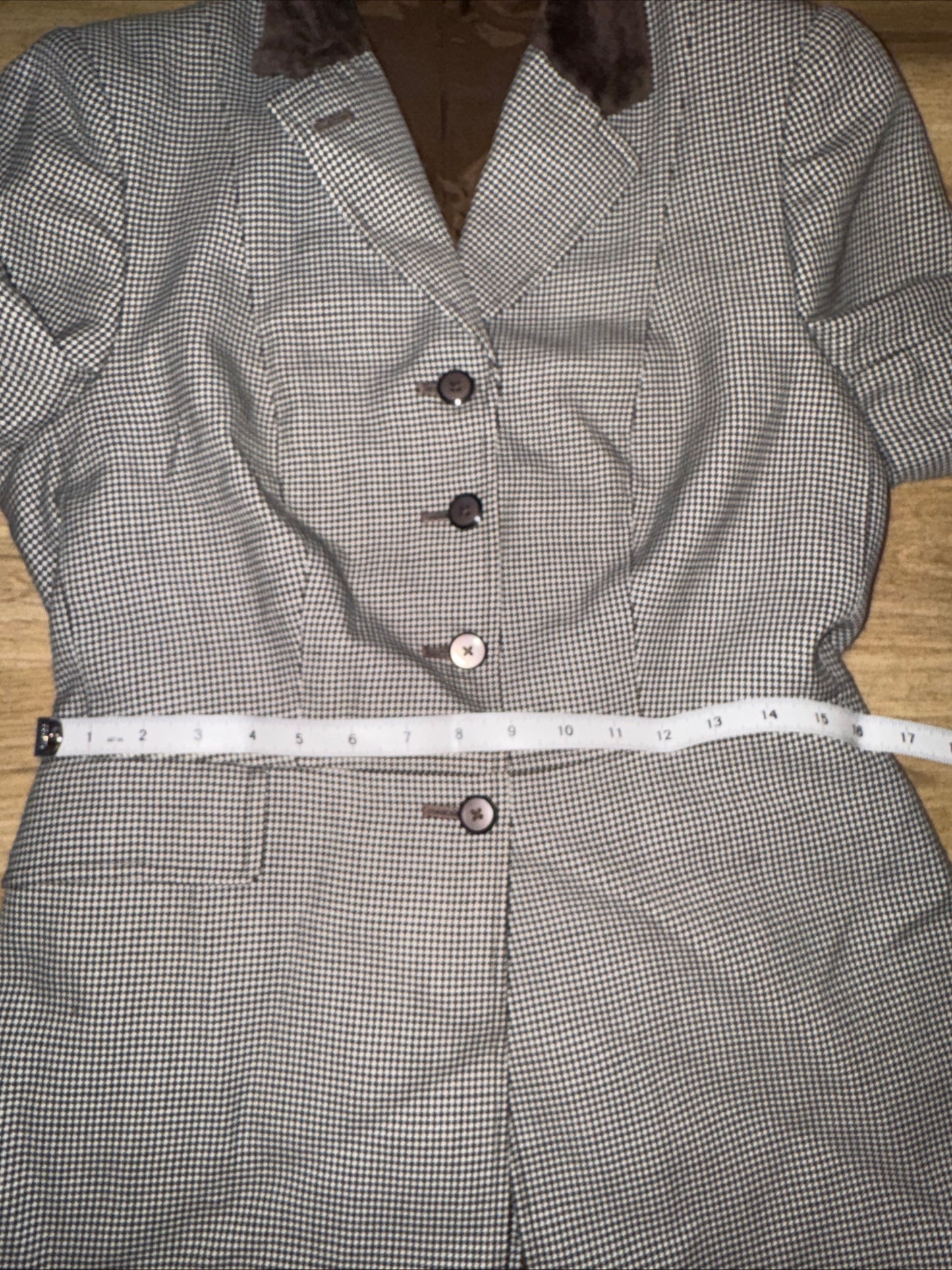 Harry Hall Brown Dog Tooth Check Show Jacket Brown Velvet Collar Ladies 36” #112