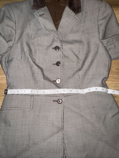 Harry Hall Brown Dog Tooth Check Show Jacket Brown Velvet Collar Ladies 36” #112