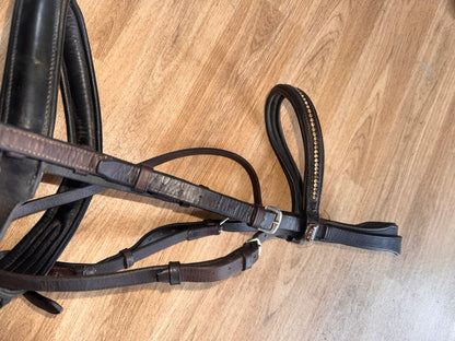 Brown Leather Flash Bridle with Rocco Italia Browband – Full #23